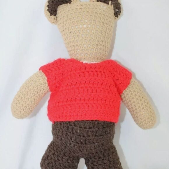 Handmade Knitted Brown Teddy Bear With Removeable Clothes 15". - Picture 4 of 6